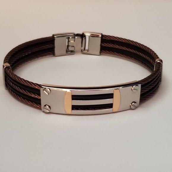 ITALGEM STEEL Men Rose Gold Plated Steel Bracelet.